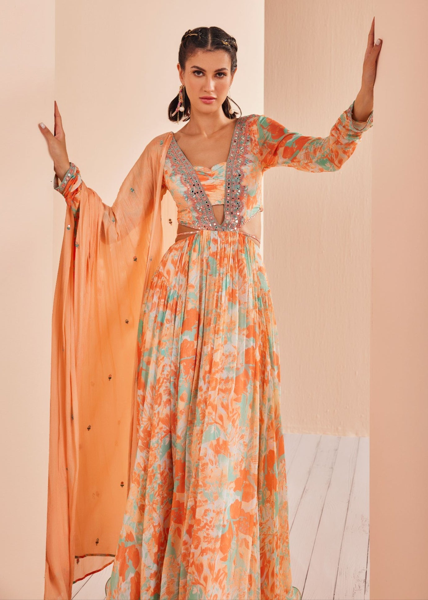 Chiffon Embroidered Anarkali Set