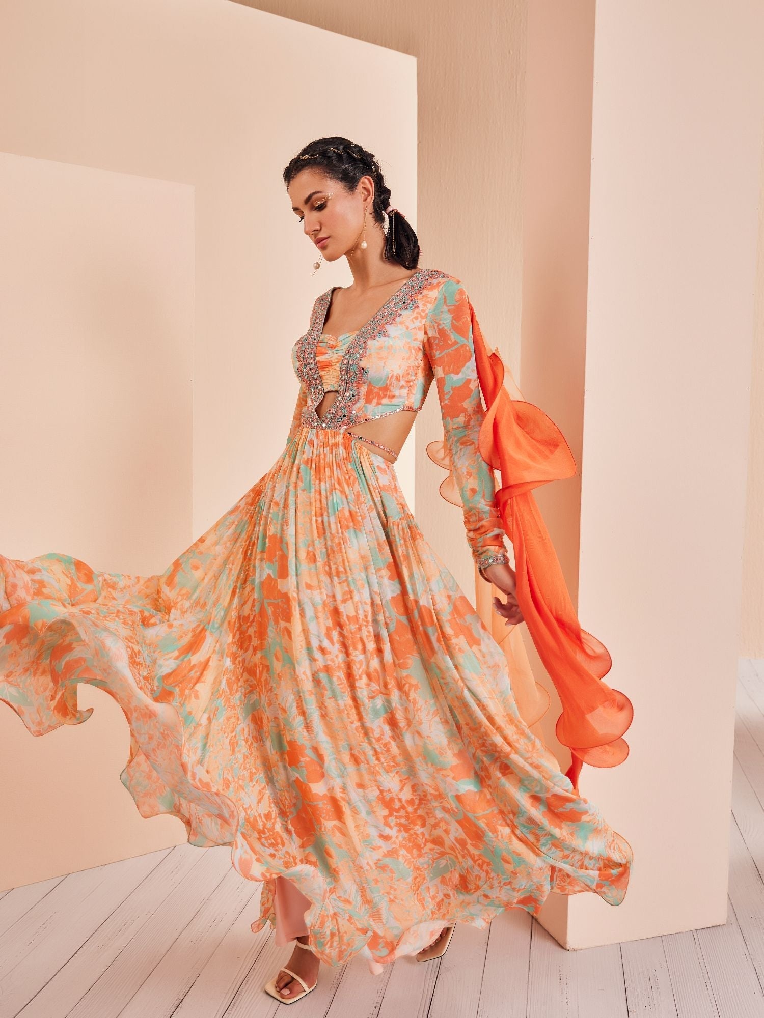 Chiffon Embroidered Anarkali Set