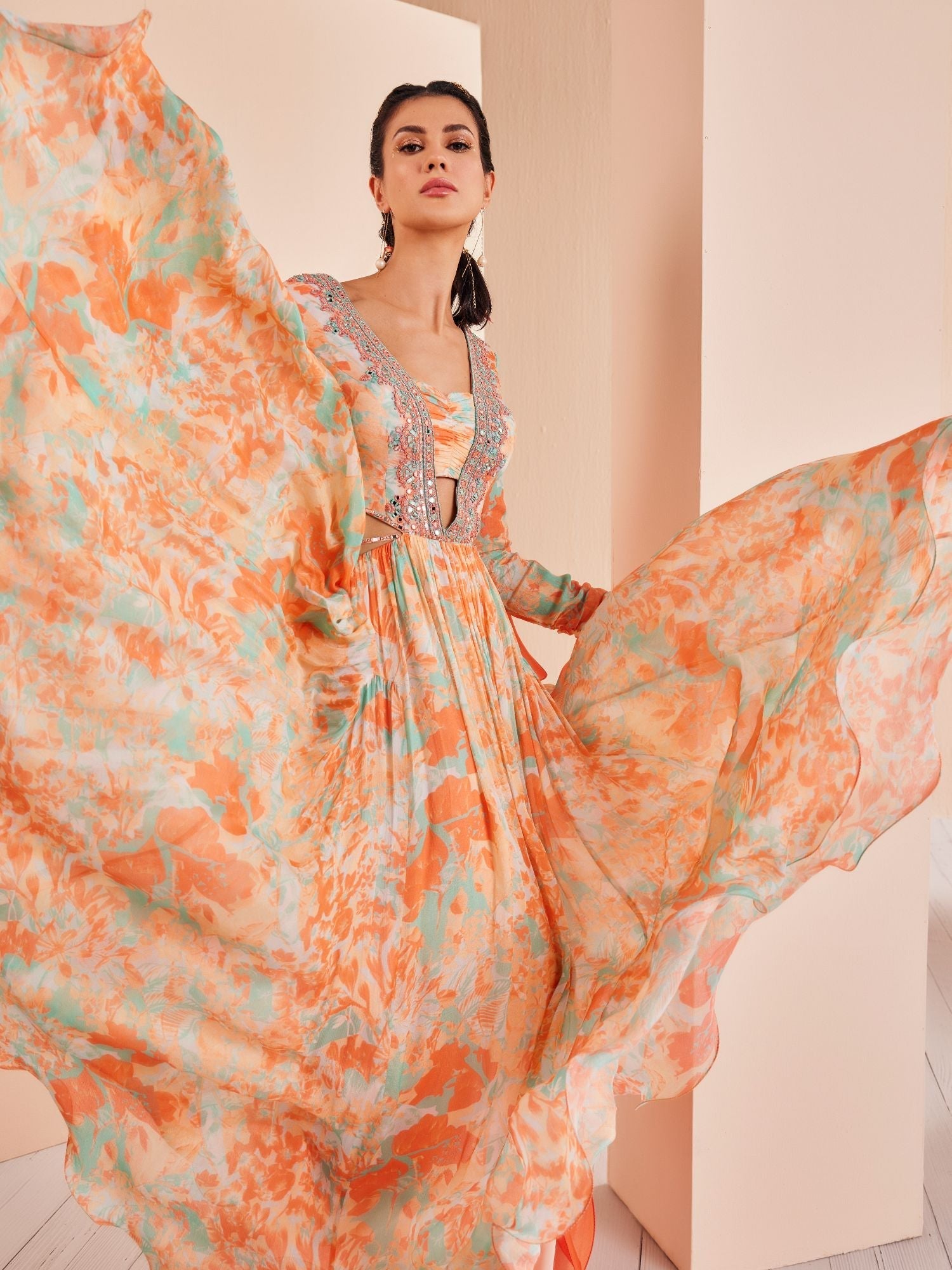 Chiffon Embroidered Anarkali Set