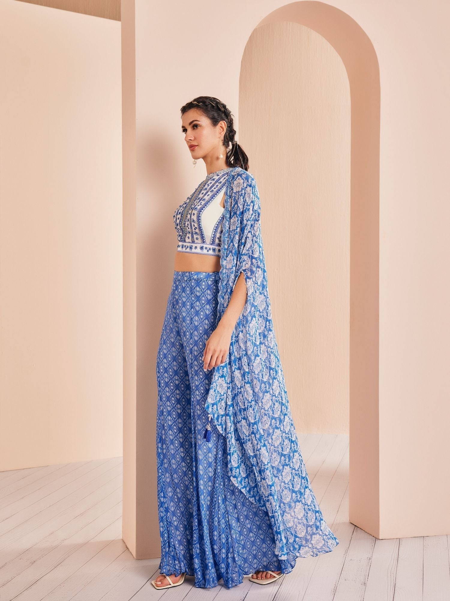 Blue Printed Sharara Set