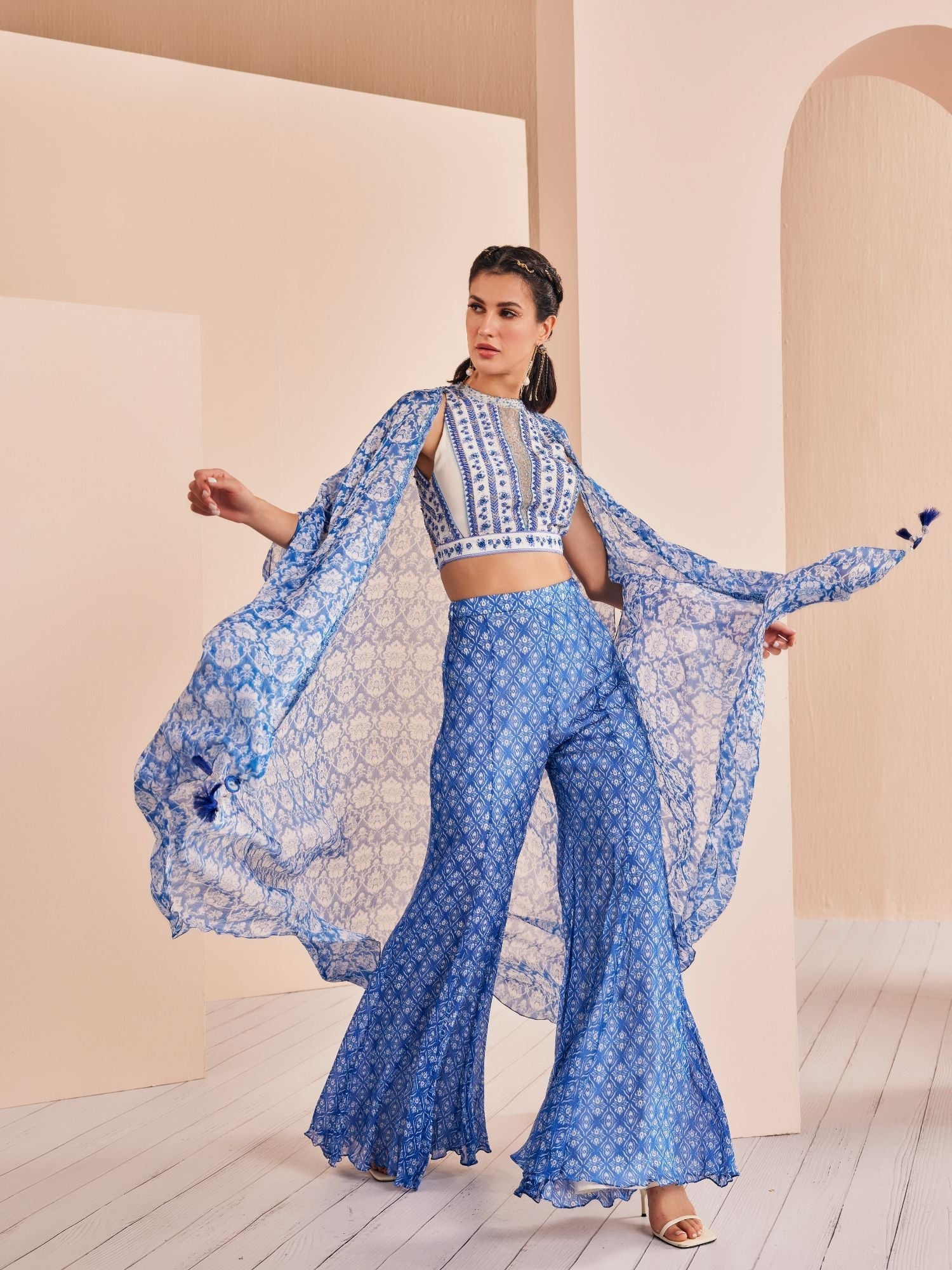 Blue Printed Sharara Set