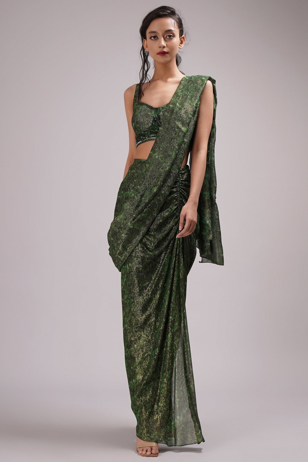 Fusion Style Drape Pant Saree Set