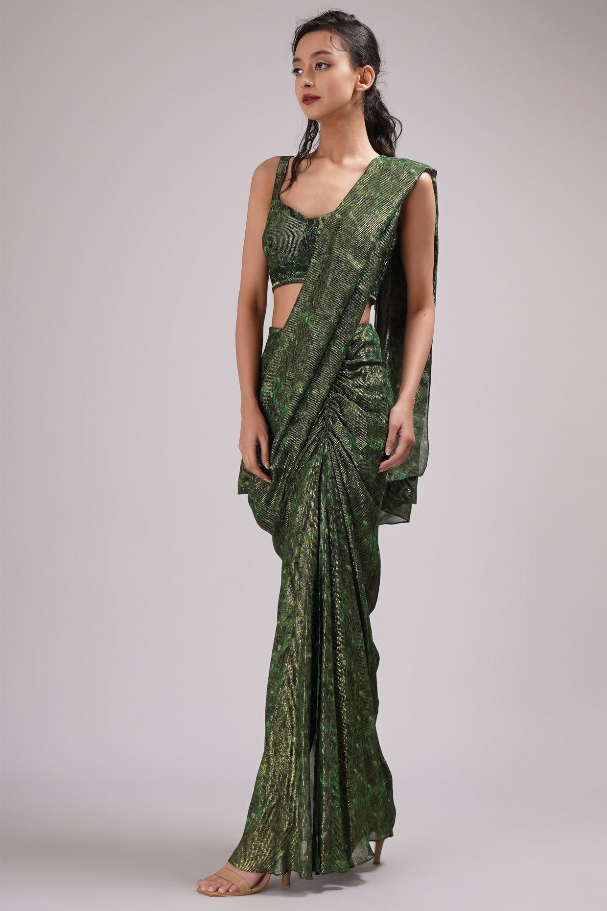 Fusion Style Drape Pant Saree Set