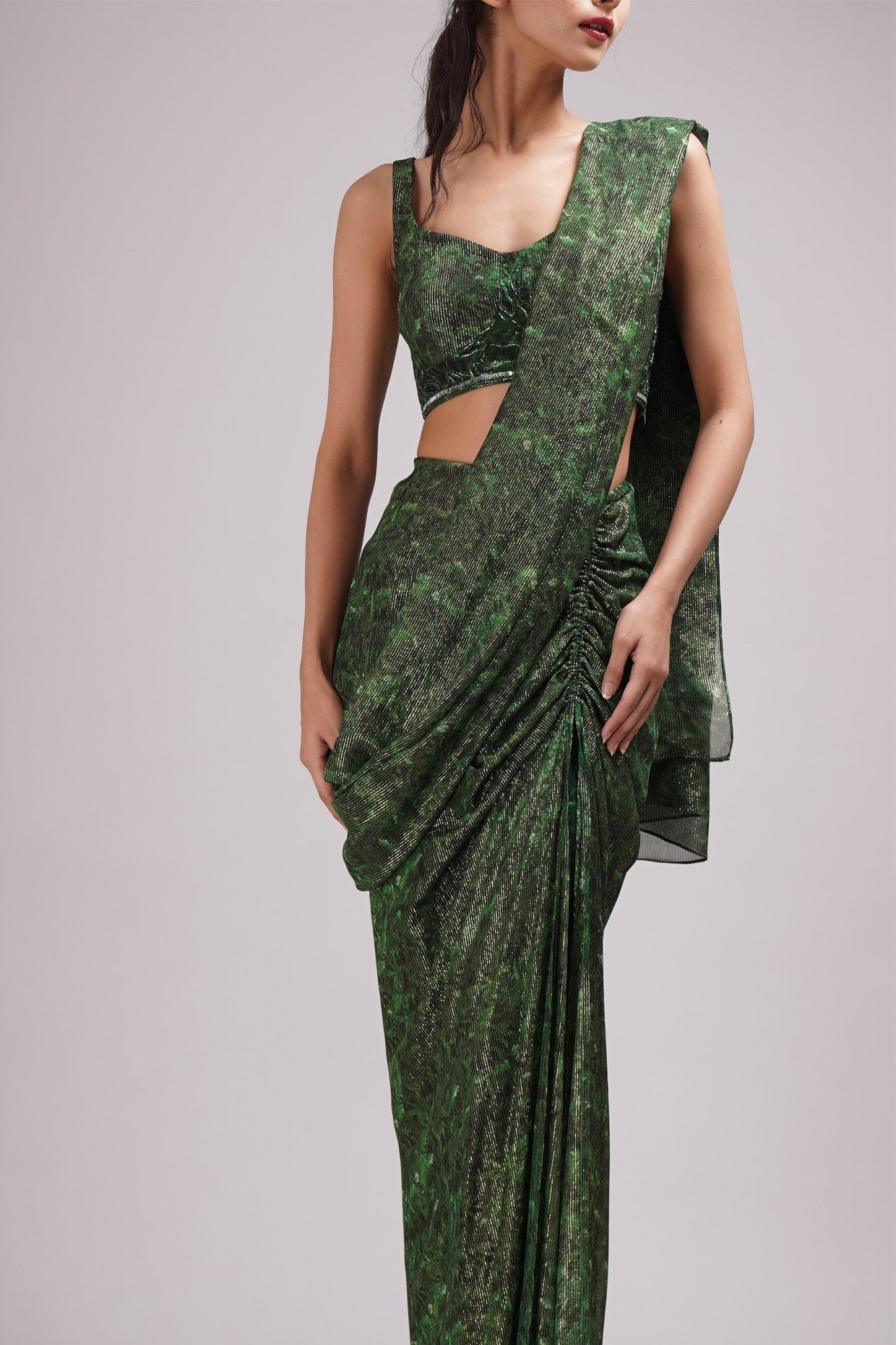 Fusion Style Drape Pant Saree Set