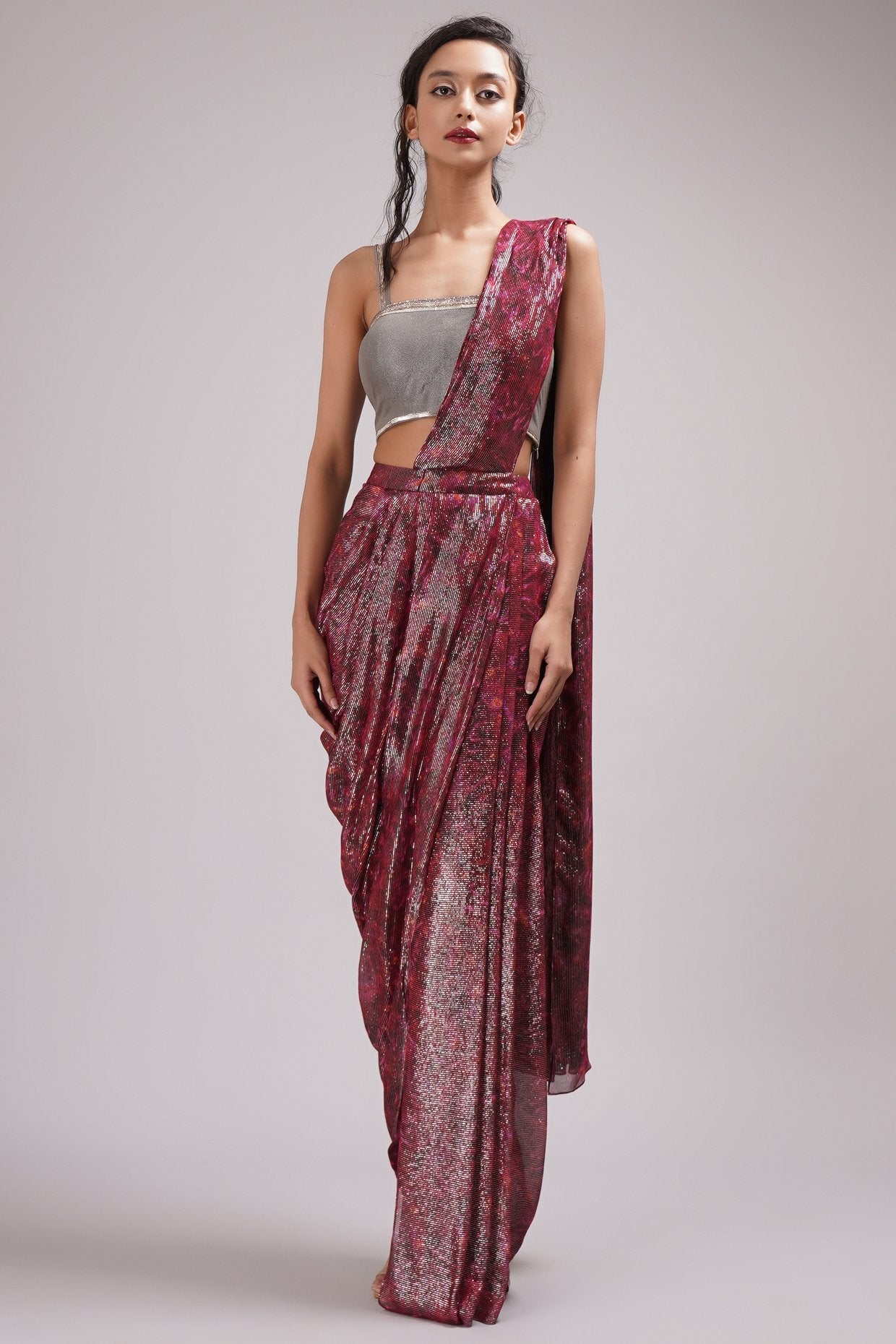 Fusion Style Drape Pant Saree Set