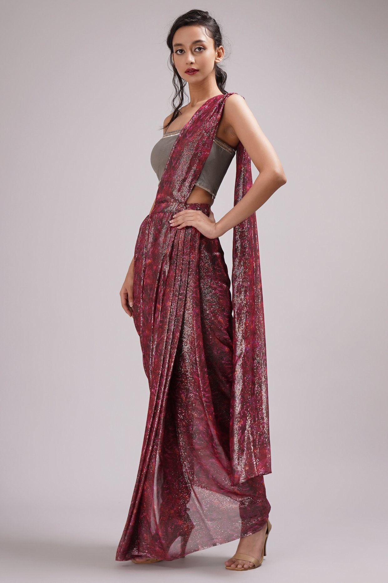 Fusion Style Drape Pant Saree Set