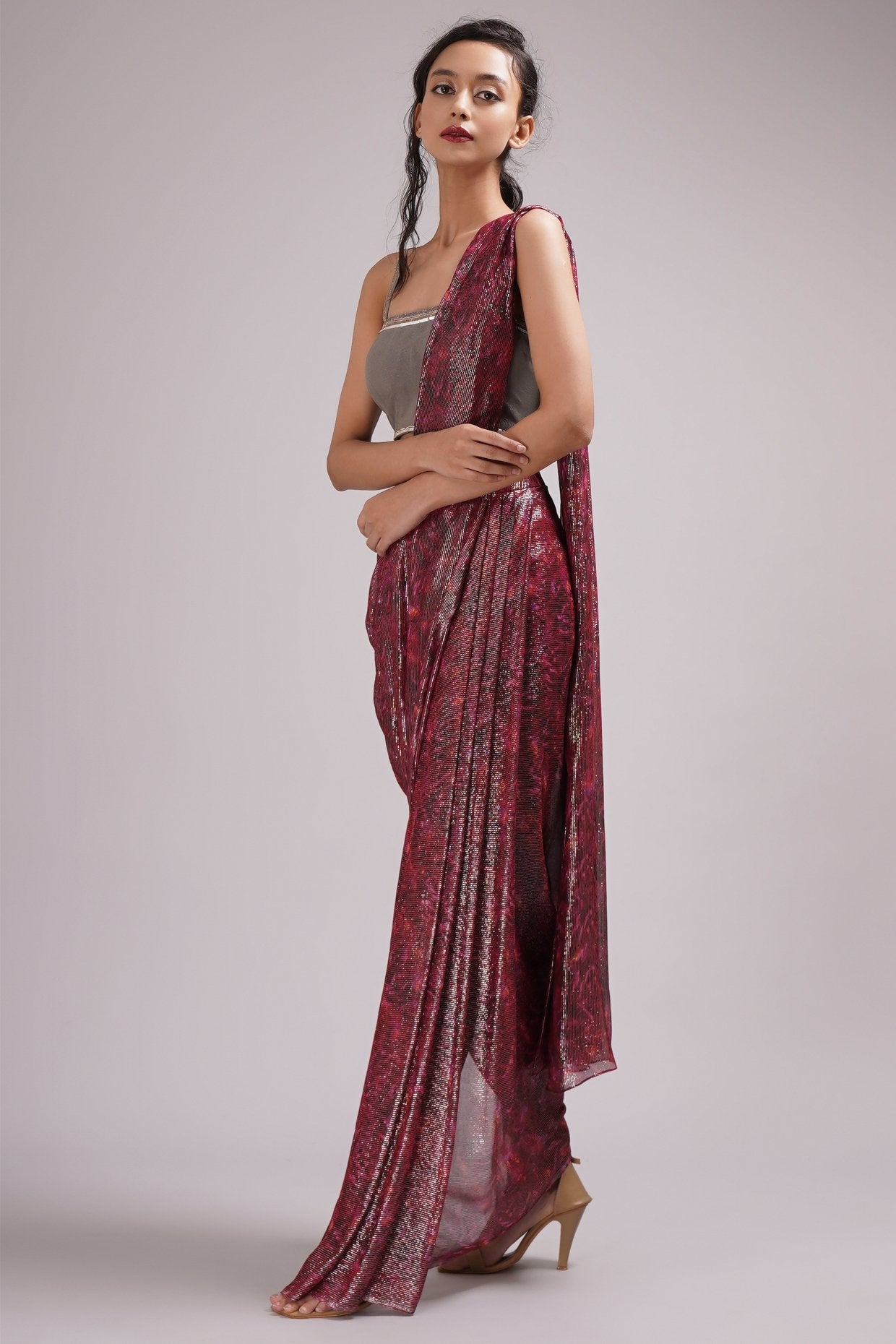 Fusion Style Drape Pant Saree Set