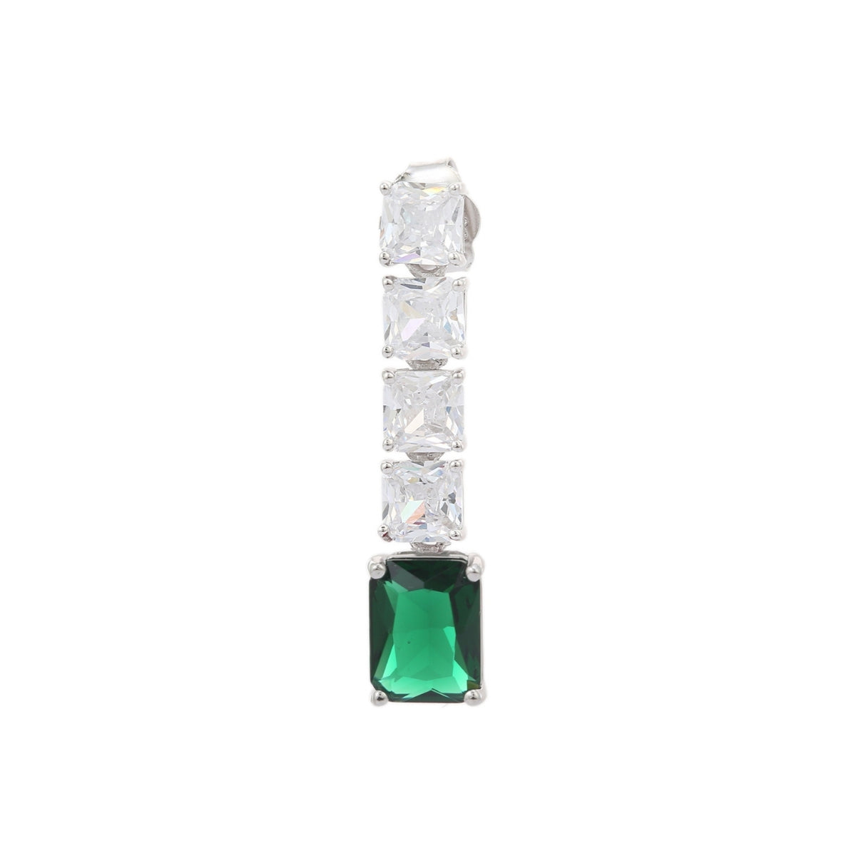 925 Silver Blue, Emerald Green and Red Ruby CZ Diamond Drop Earrings