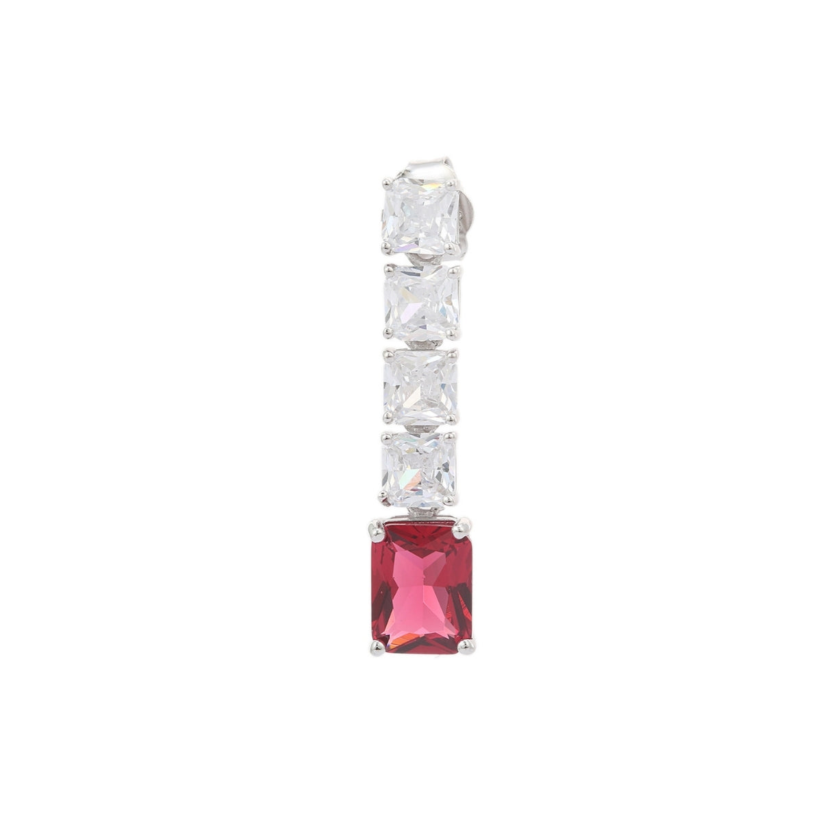 925 Silver Blue, Emerald Green and Red Ruby CZ Diamond Drop Earrings