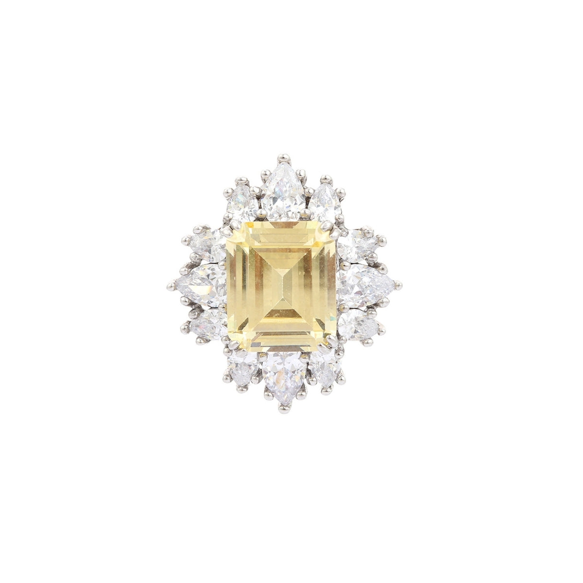 Yellow Diamond Spike Earrings with Sparkling CZ Crystals