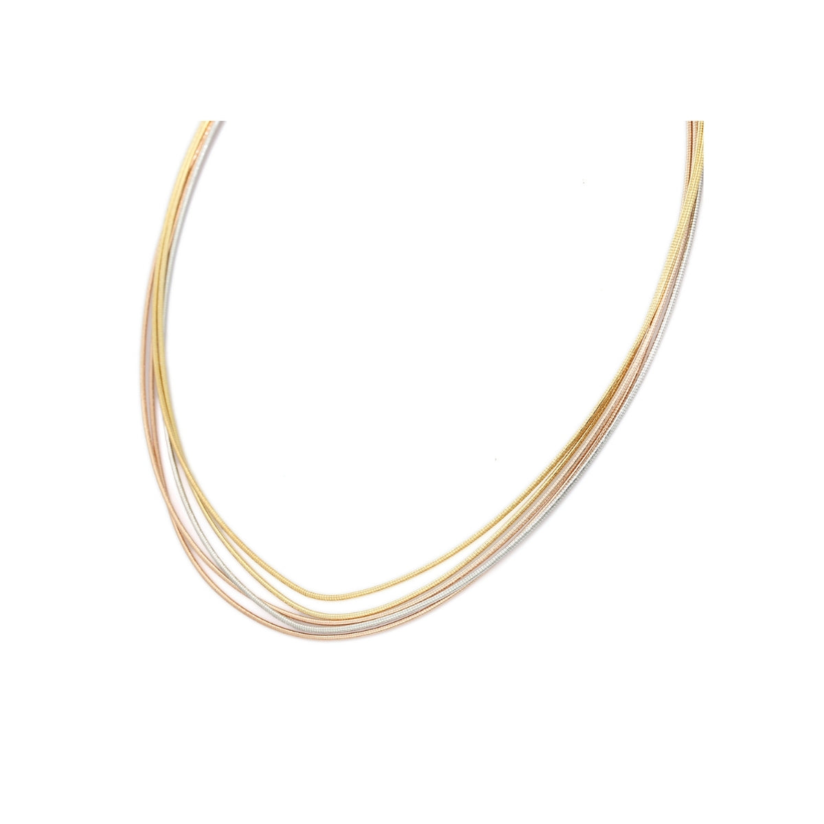 Triple Tone Silver Wired Choker Necklace for Women