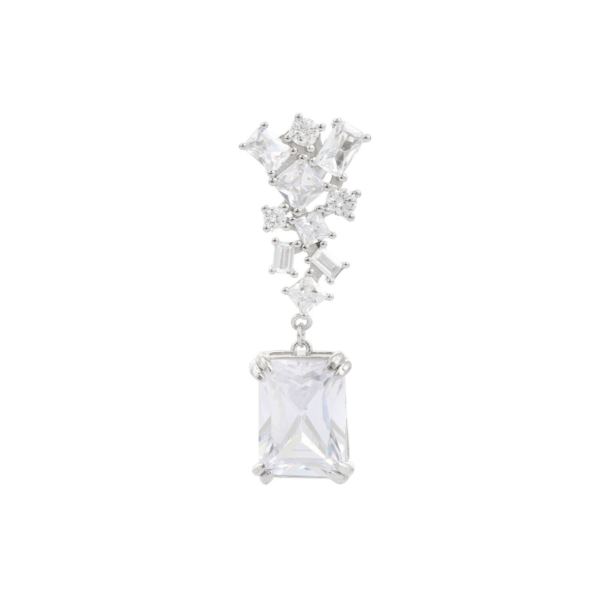 Ice Cut Emerald Drop CZ Diamond Earrings