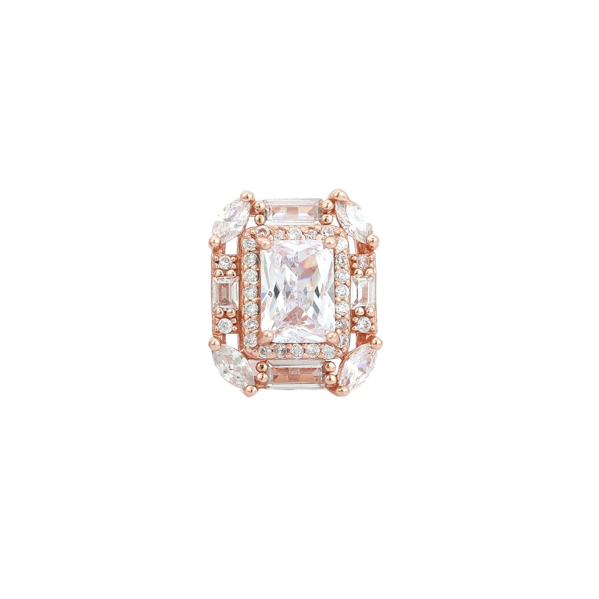 Emerald Cut Silver CZ Diamond Stud Earrings for Women