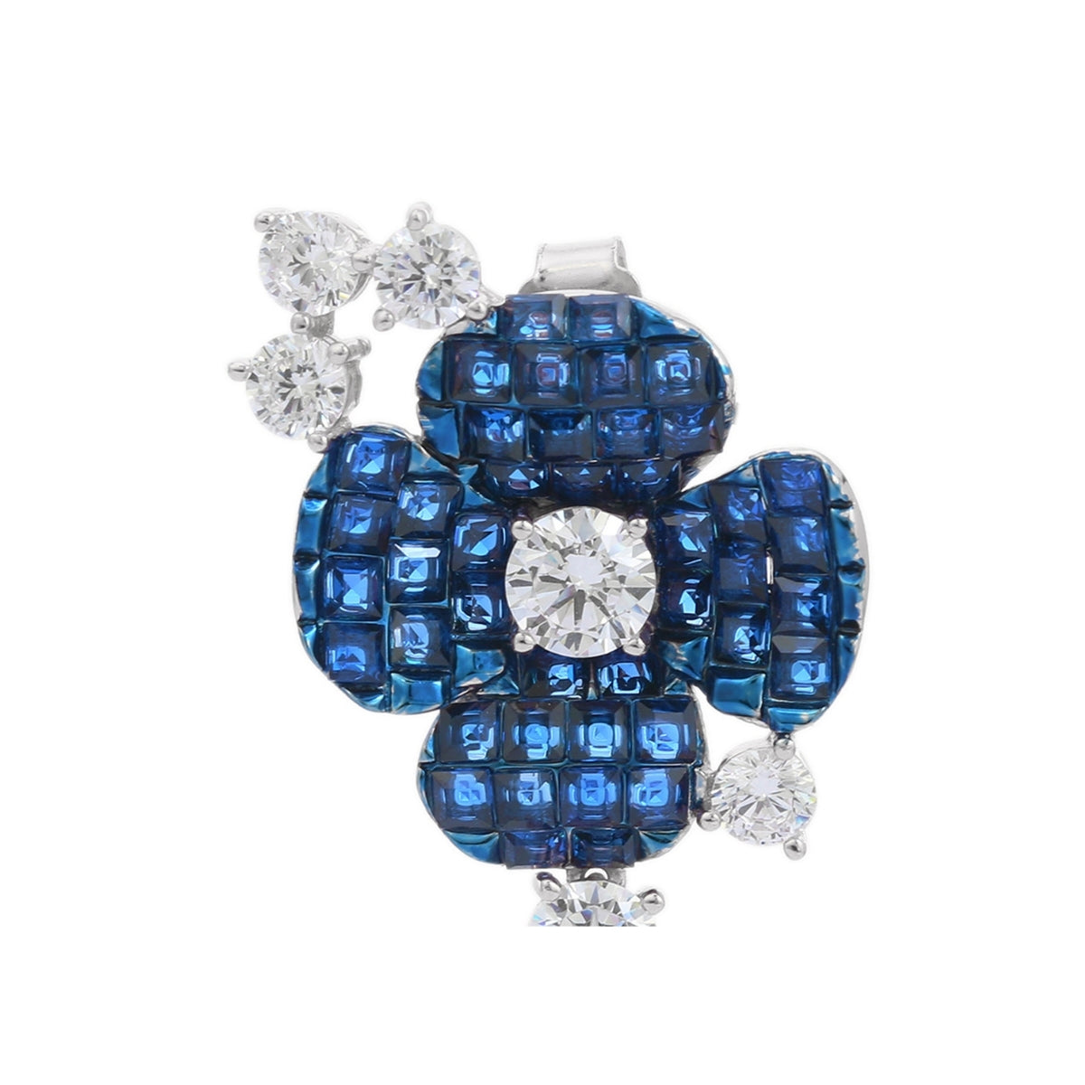 925 Silver Flower Dangle Earrings - Stunning Blue and Pink CZ Diamonds