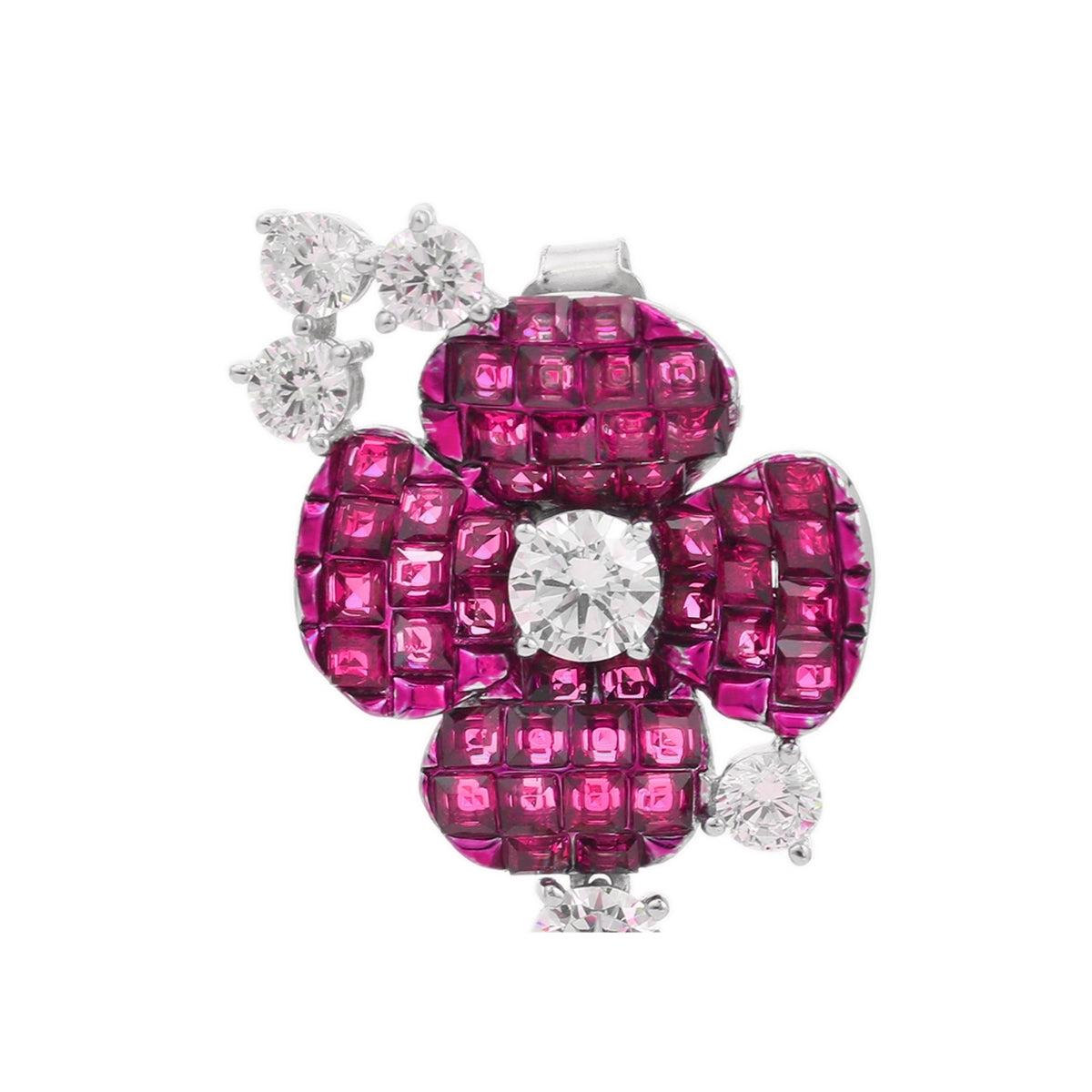 925 Silver Flower Dangle Earrings - Stunning Blue and Pink CZ Diamonds