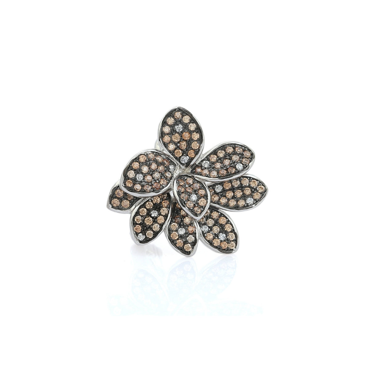 Antique Colourful Flower Diamond Stud Earrings in Silver and Rose Gold