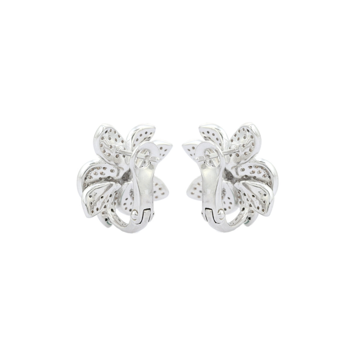 Antique Colourful Flower Diamond Stud Earrings in Silver and Rose Gold