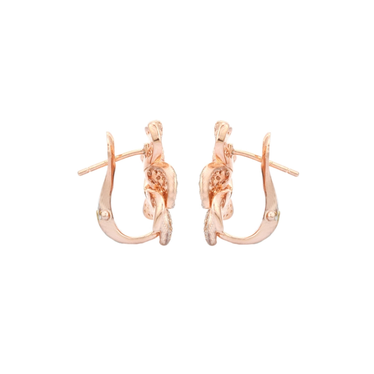 Antique Colourful Flower Diamond Stud Earrings in Silver and Rose Gold