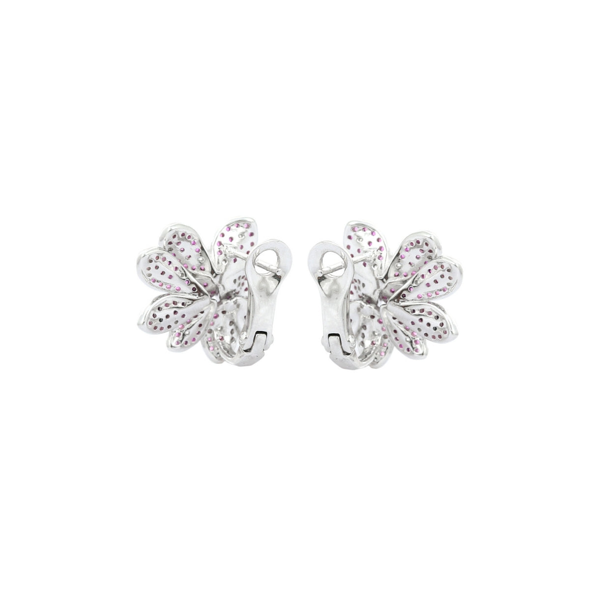Antique Colourful Flower Diamond Stud Earrings in Silver and Rose Gold