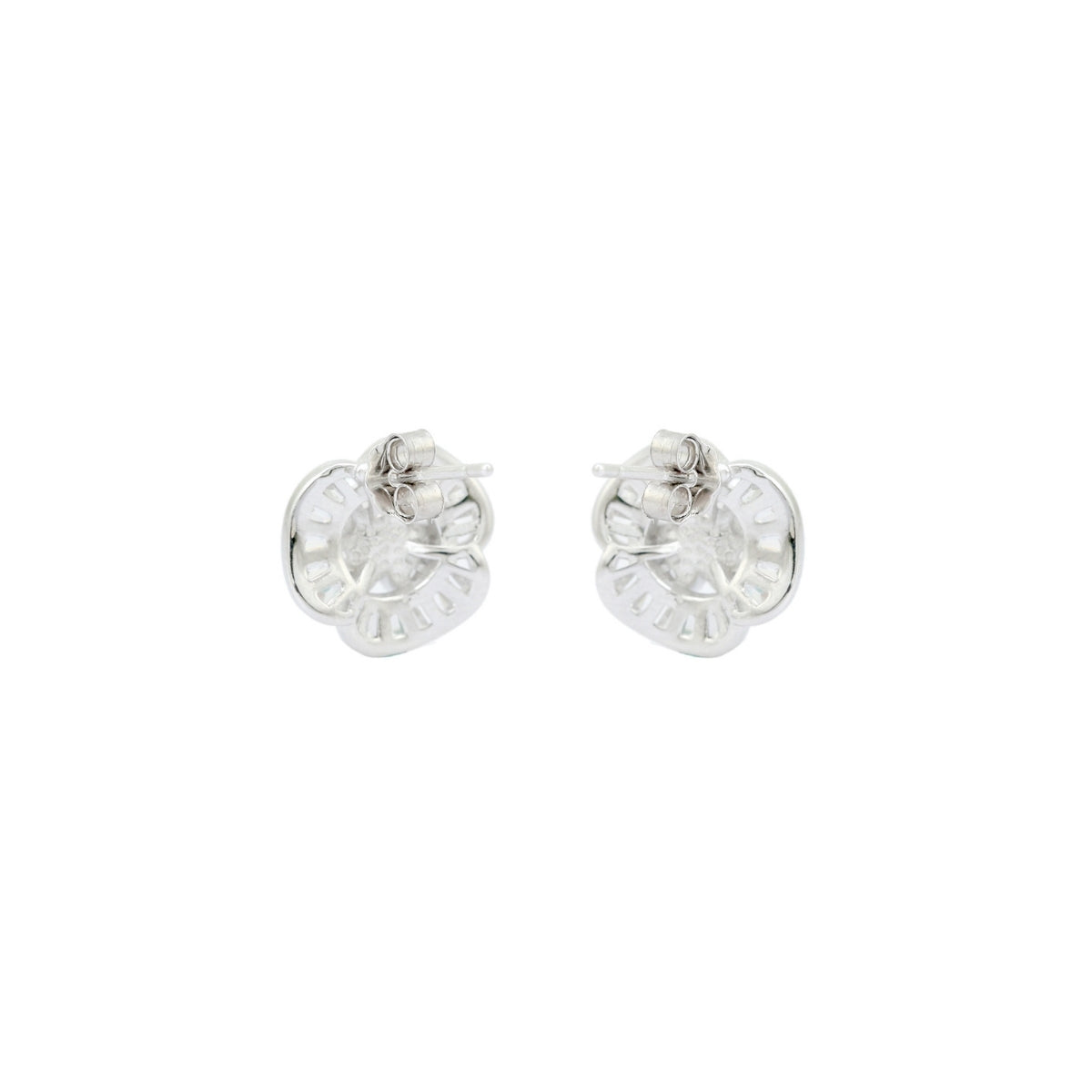 925 Silver CZ Diamond Flower Pendant Set with Earrings - White and Yellow Gold Finish