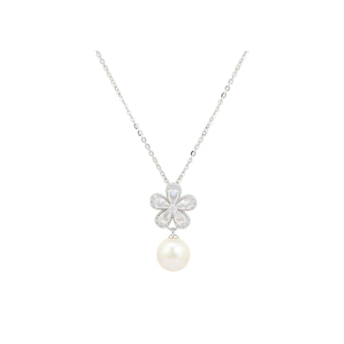 925 Silver Pearl Drop Pendant Necklace with earrings