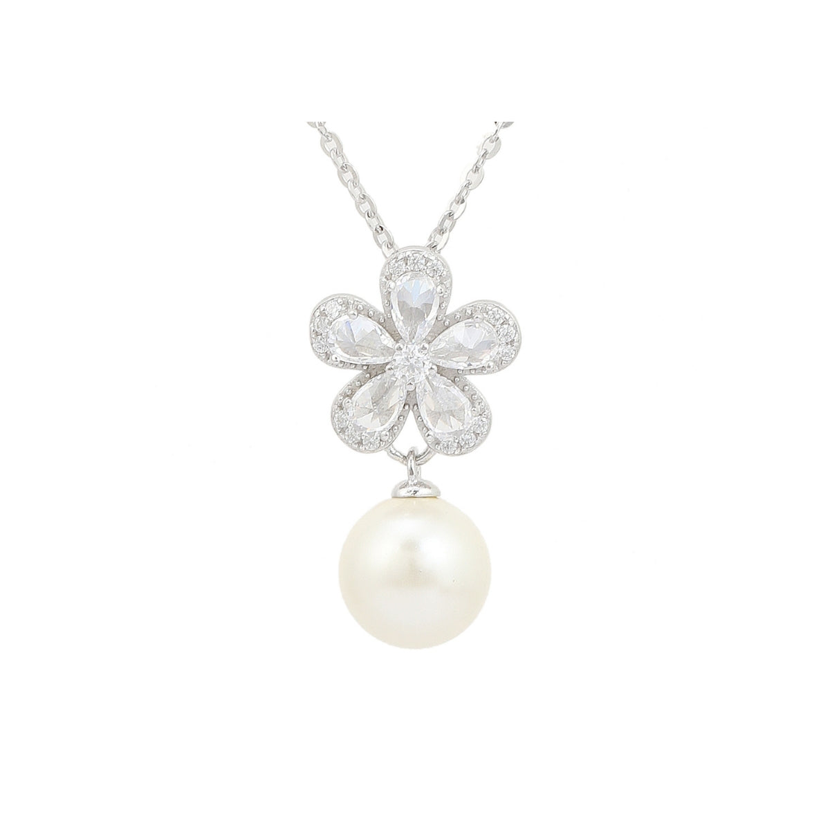 925 Silver Pearl Drop Pendant Necklace with earrings
