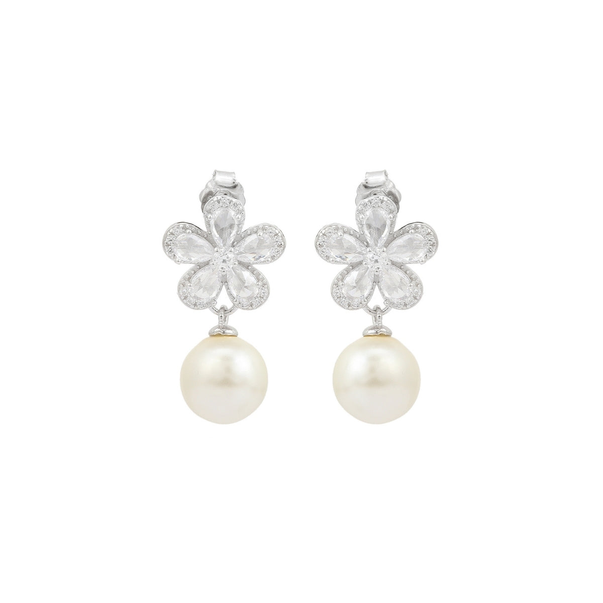 925 Silver Pearl Drop Pendant Necklace with earrings