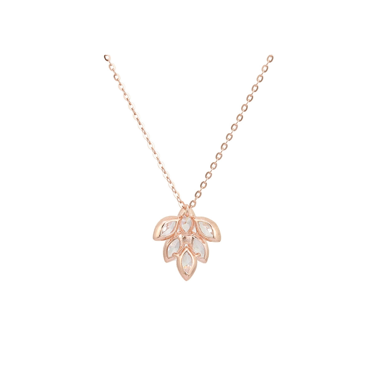 Marquise Cut CZ Diamond Leaf Drop Necklace set with Earrings