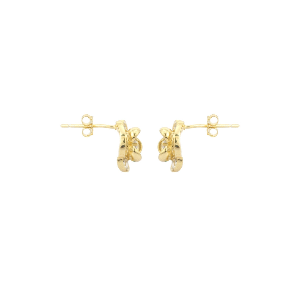 925 Silver CZ Diamond Flower Pendant Set with Earrings - White and Yellow Gold Finish