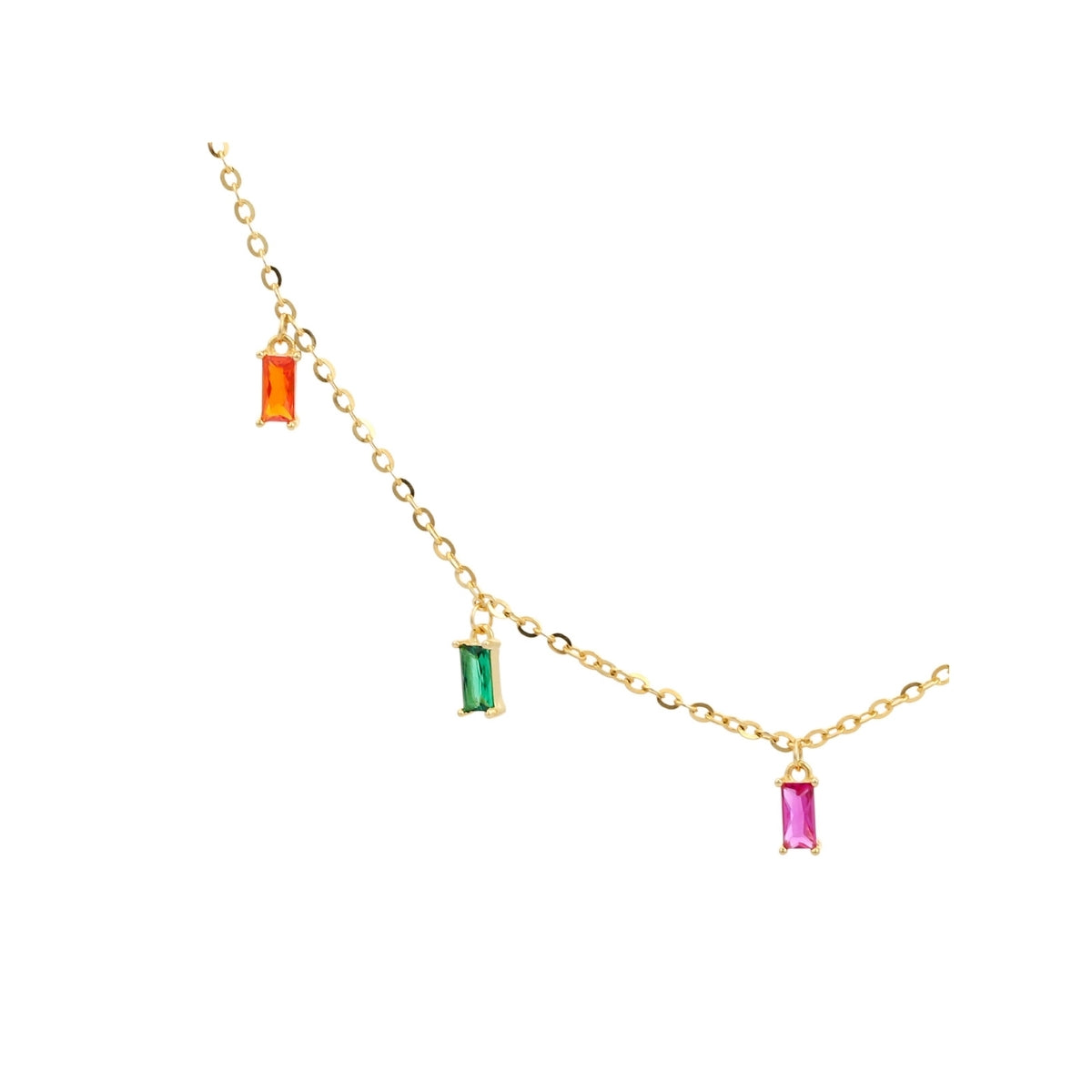Colorful Dainty CZ Diamond Charm Choker Necklace