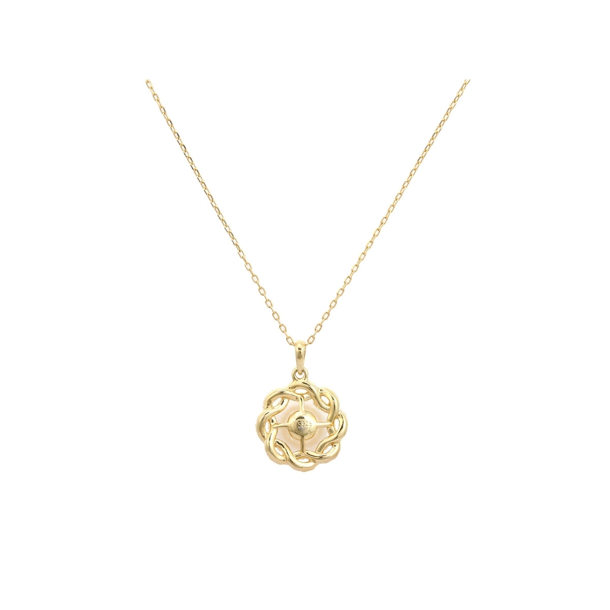 Pearl Drop Necklace in Yellow Gold Finish