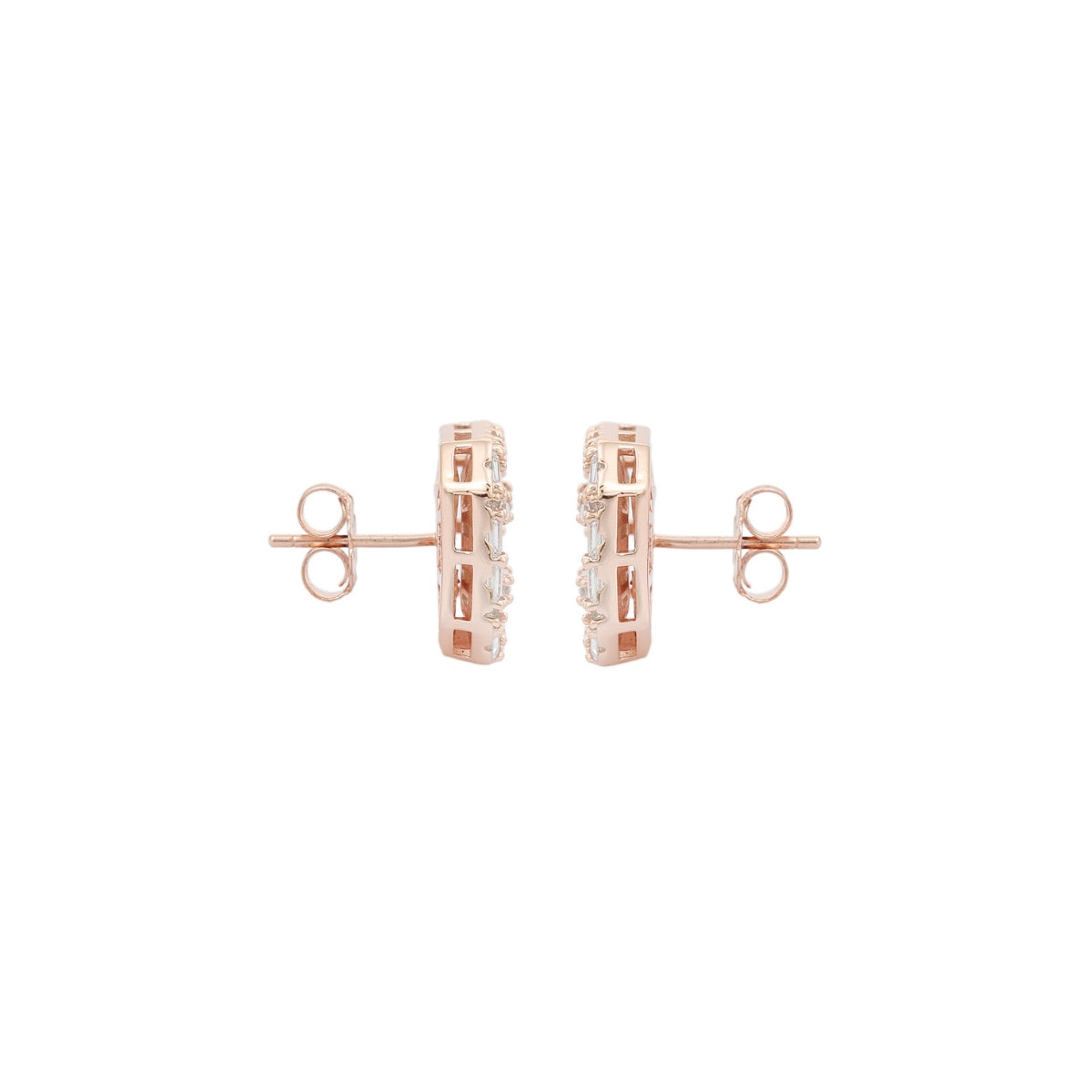 925 Silver Trendy Square Baguette Diamond Stud Earrings for Women