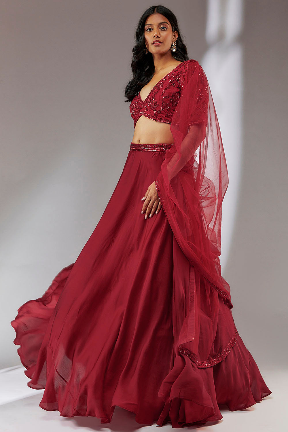 Red Lehanga Set - Auraya Fashion - Neha Khullar - 