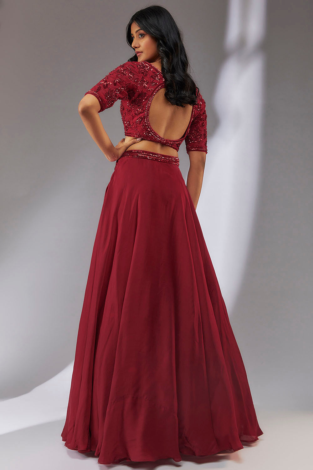Red Lehanga Set - Auraya Fashion 