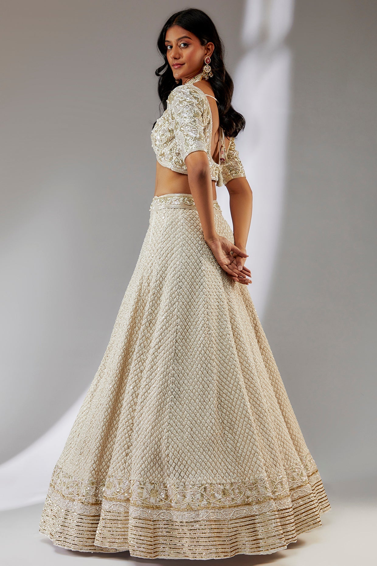 Ivory hand embroidered lehenga set