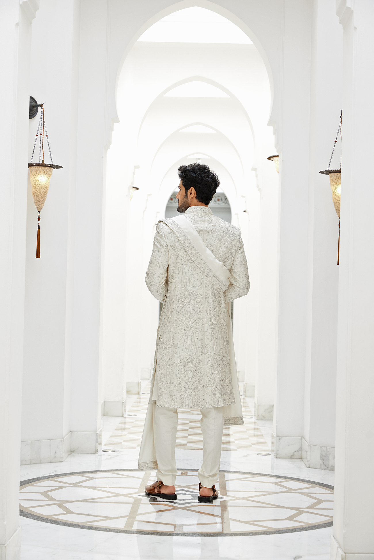 IVORY RAW SILK SHERWANI KURTA TROUSER SET
