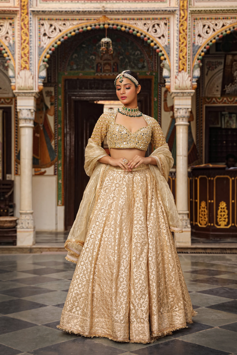 Banarasi Chanderi Lehenga - Auraya Fashion 