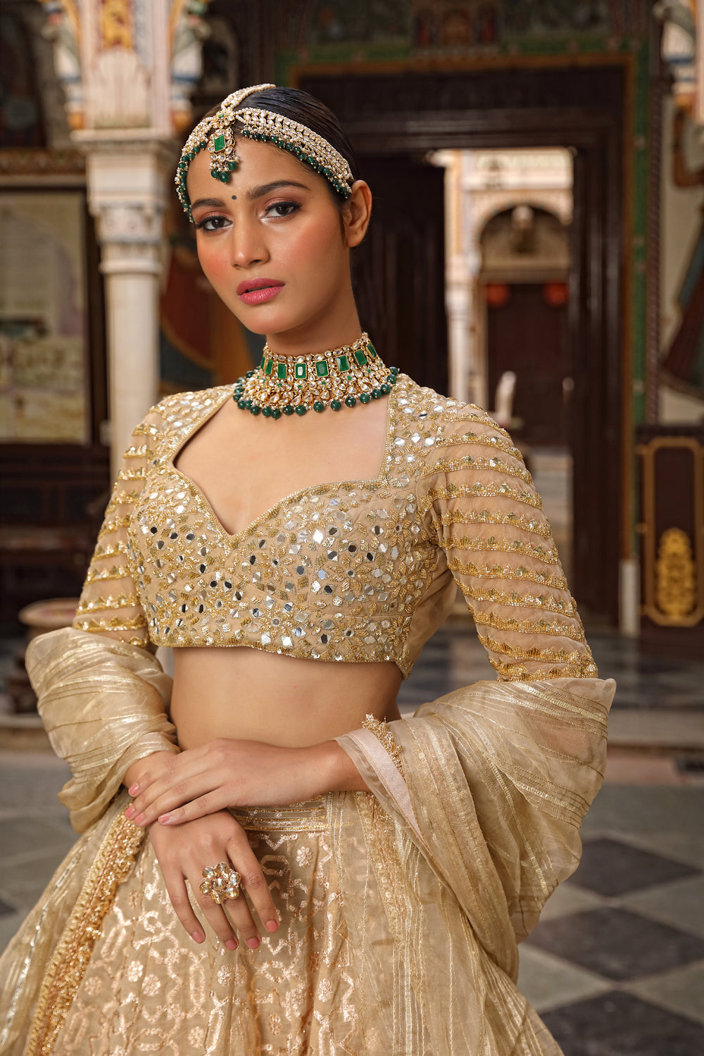 Banarasi Chanderi Lehenga - Auraya Fashion 