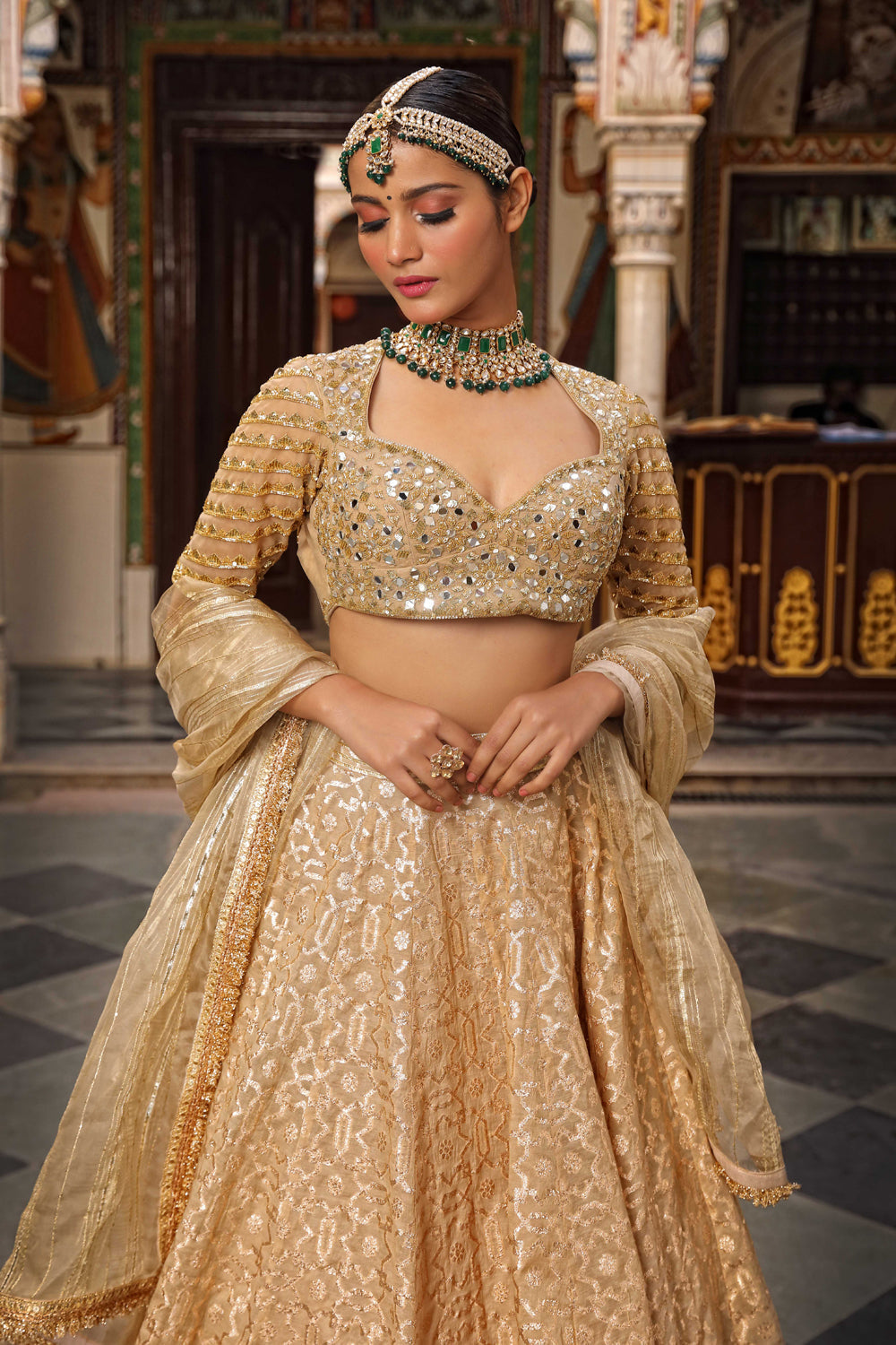 Banarasi Chanderi Lehenga - Auraya Fashion 