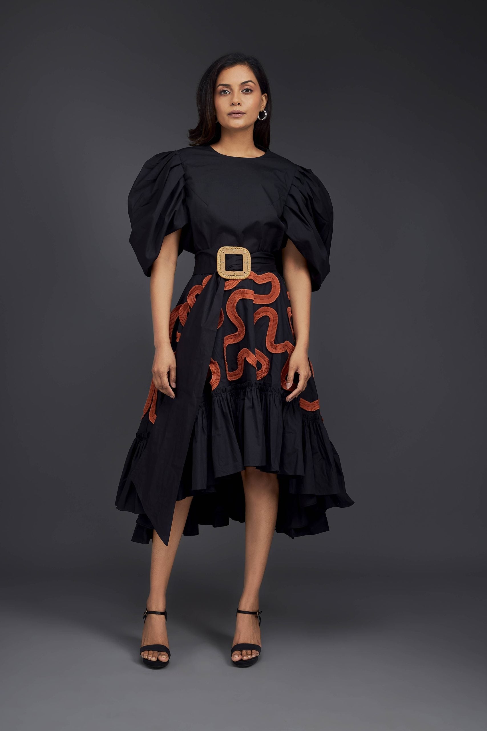 CO-ORD SET WITH GATHERED BOTTOM FRILL & PLEATED FRILL DETAILING ON THE SKIRT.