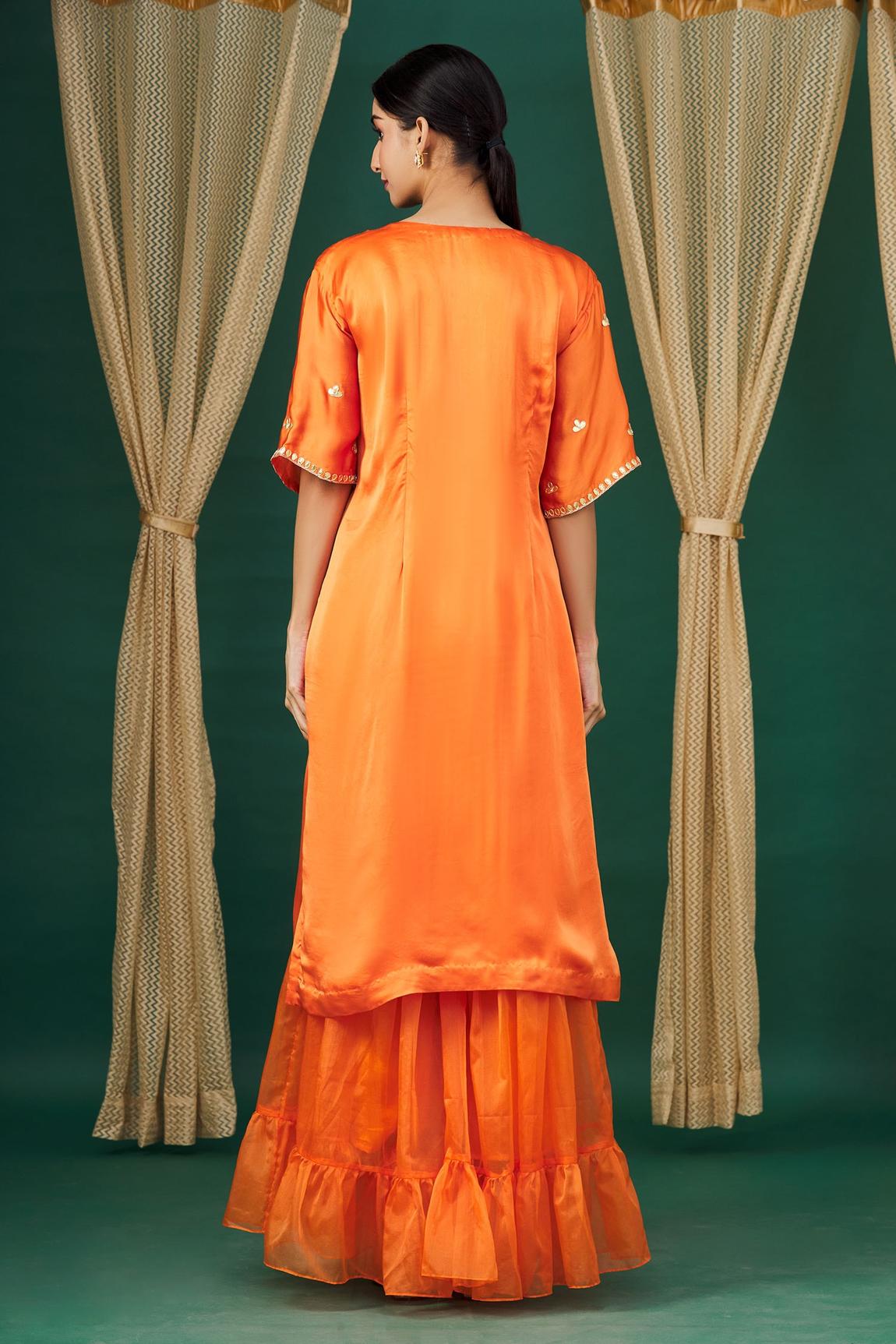 Orange Tiered Sharara Set