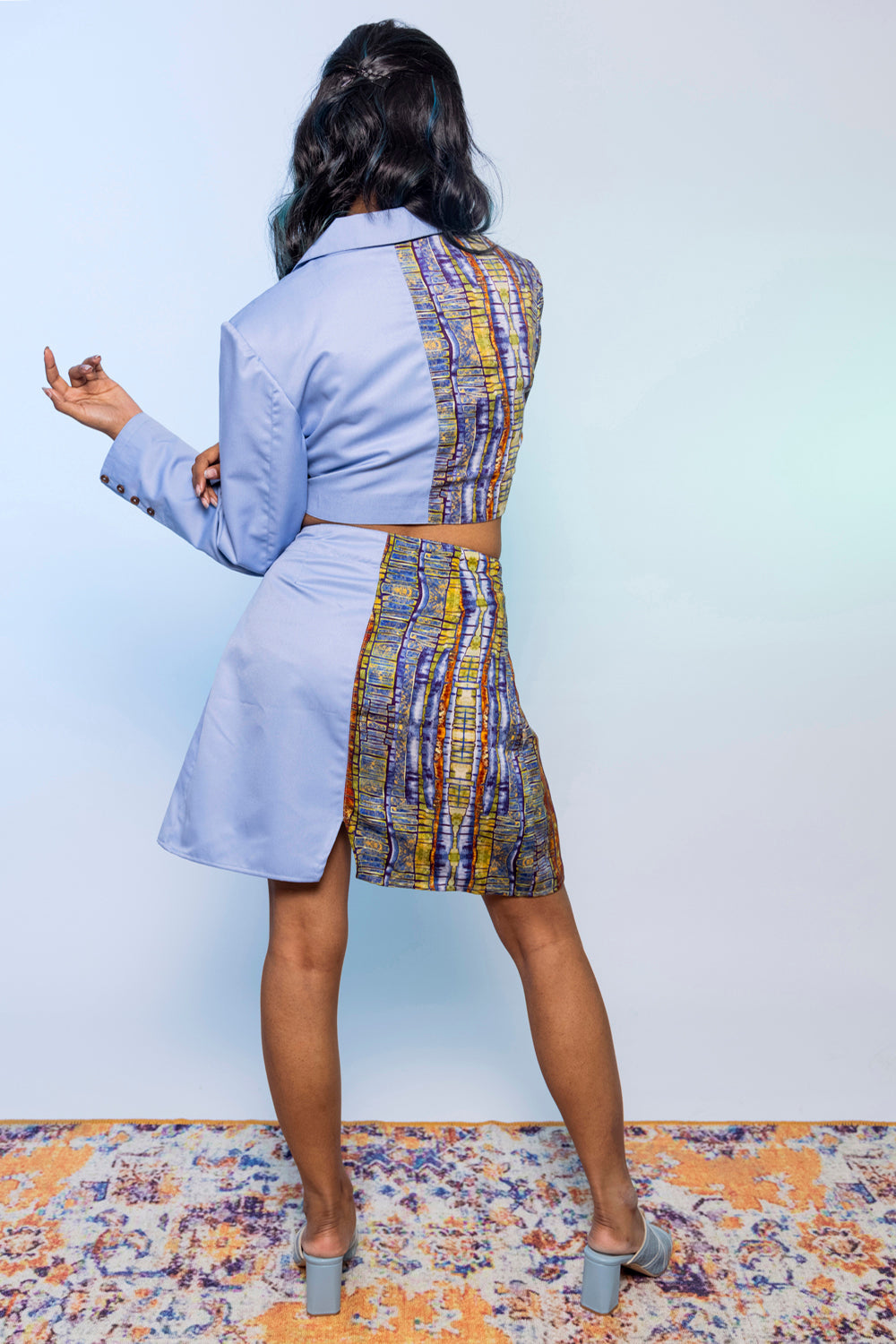 Azure Co-Ord Set I- (Azure Cropped Blazer + Azure Skirt) - Auraya Fashion -  - #tag1# - #tag2# - #tag3# - #tag3#