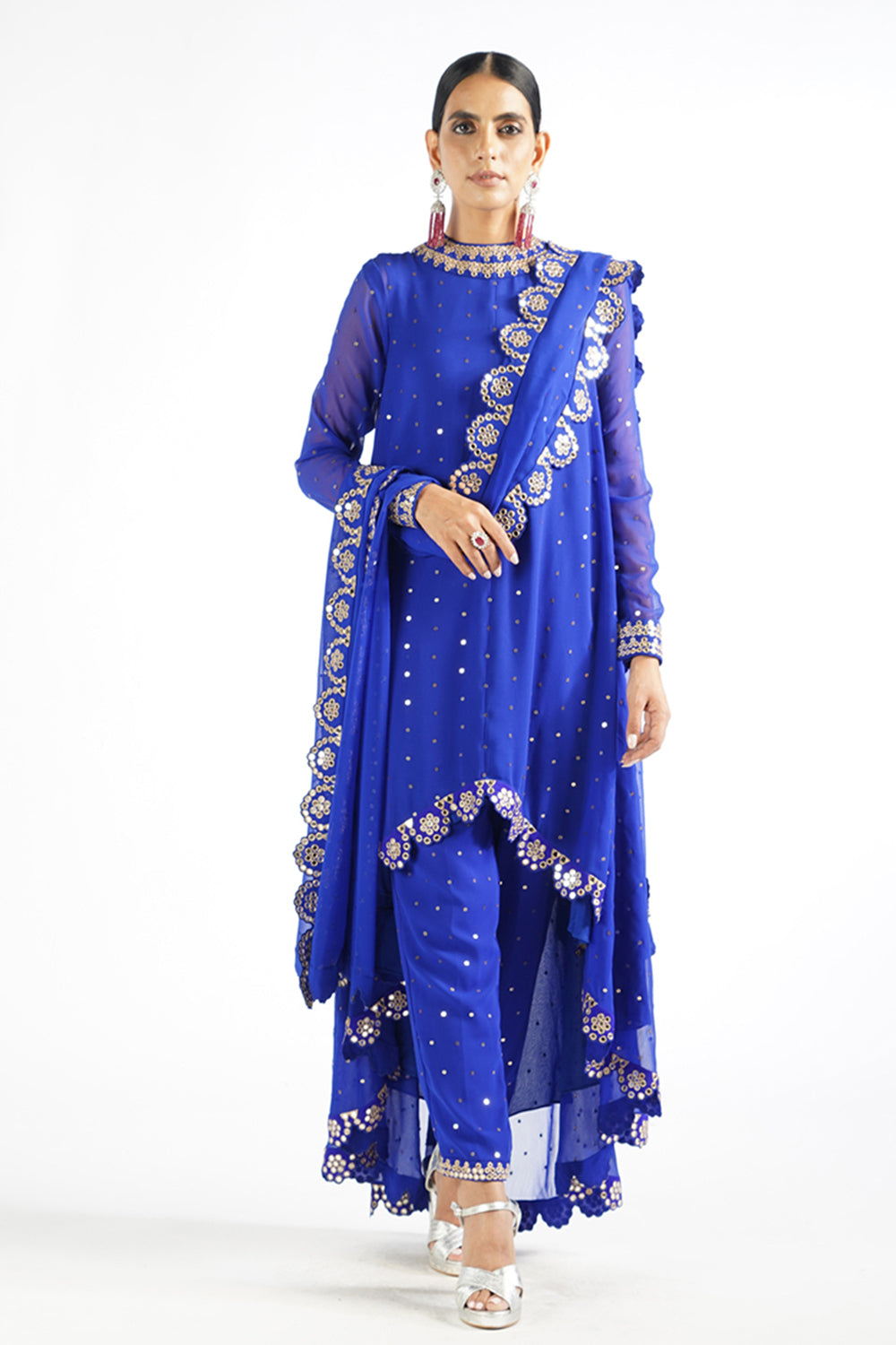 Royal Blue Scallop Pant Kurta Set