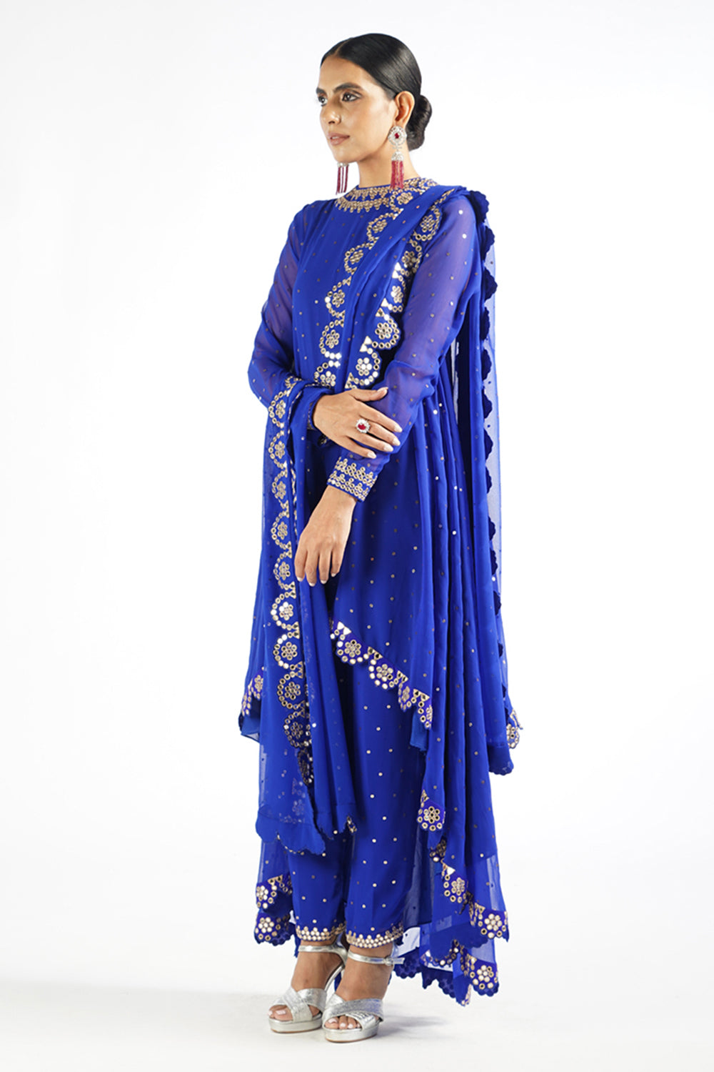 Royal Blue Scallop Pant Kurta Set