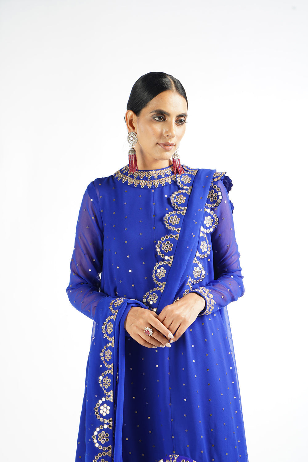 Royal Blue Scallop Pant Kurta Set