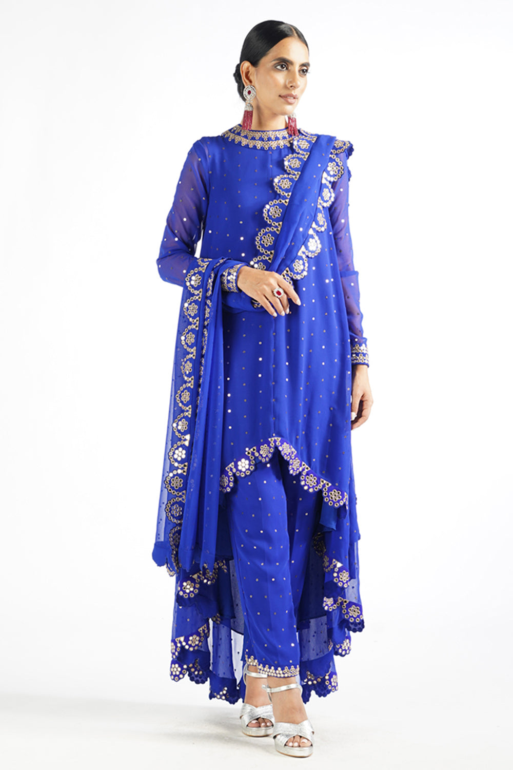 Royal Blue Scallop Pant Kurta Set