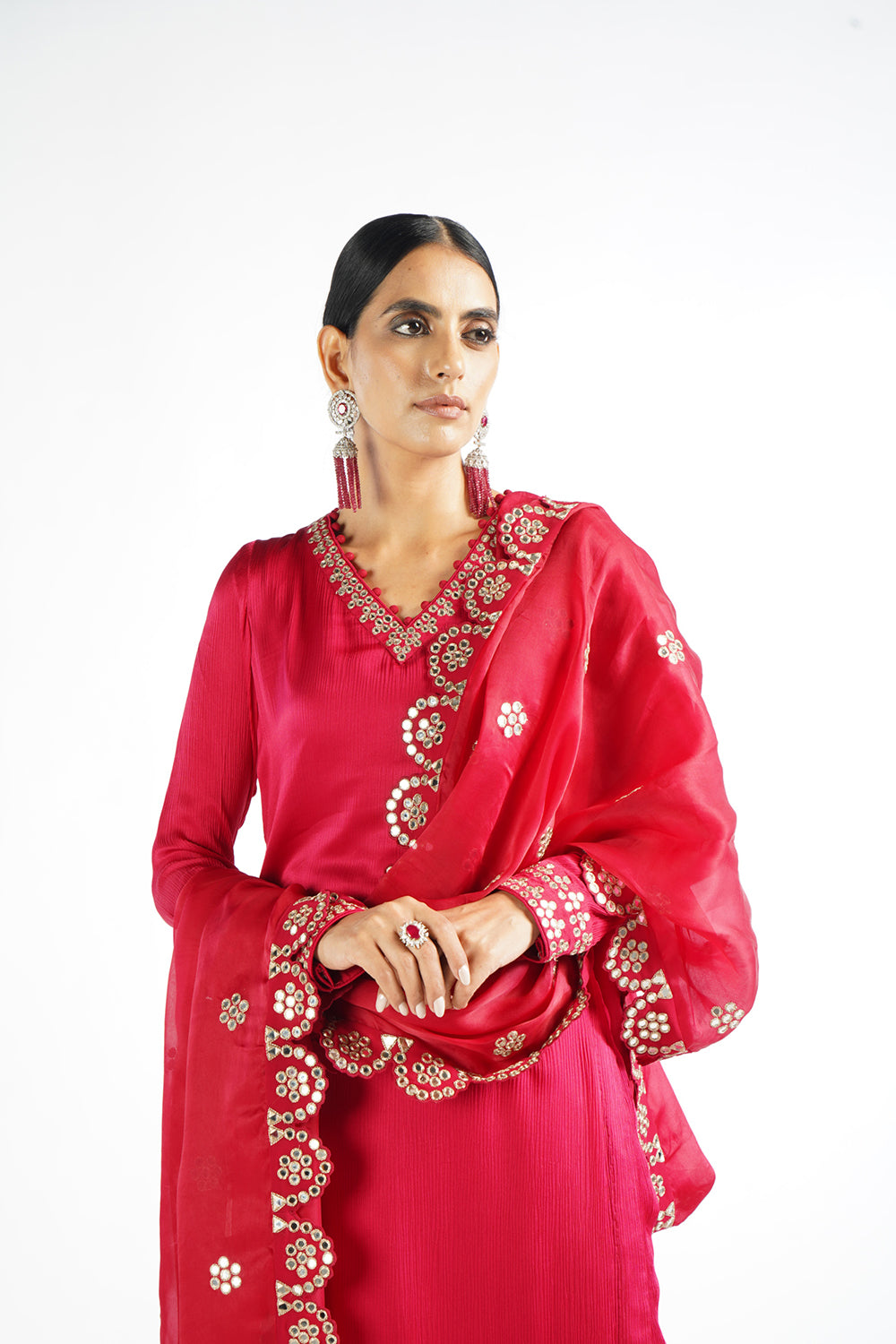 Crimson Red Straight Kurta Pant Set