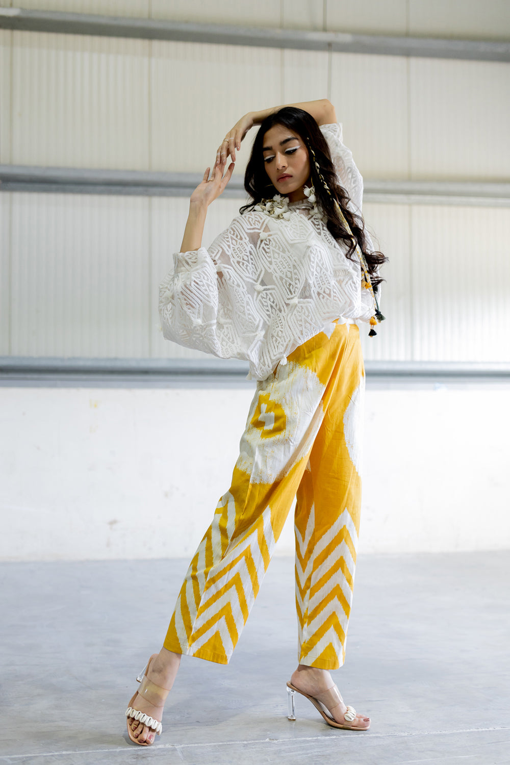 Orion White Top With Juno Mustard Pants