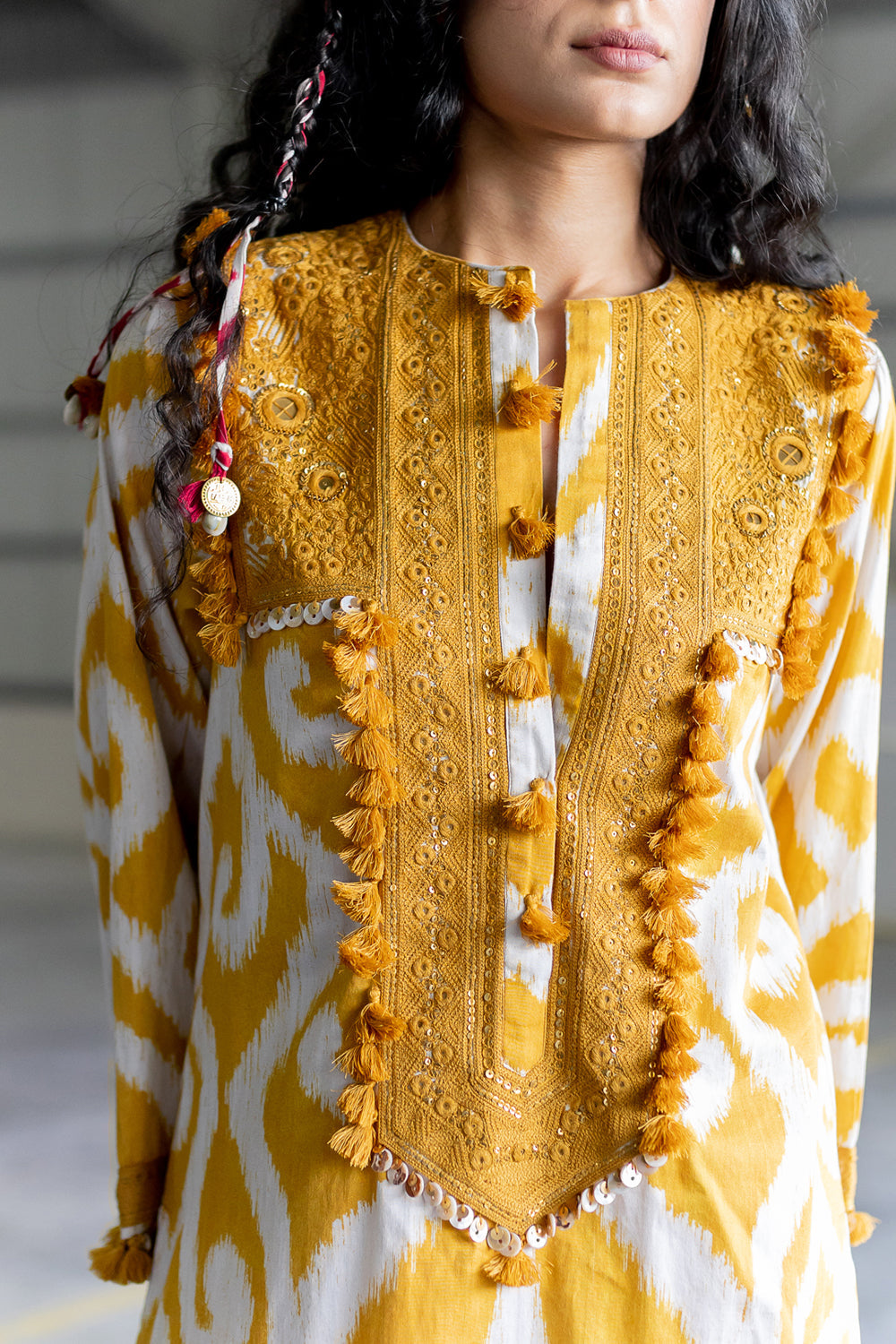 Ember Mustard Embroidered Kurta With Pants