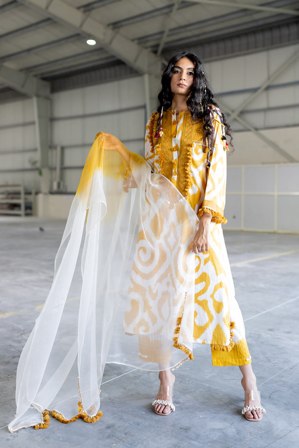 Ember Mustard Embroidered Kurta With Pants